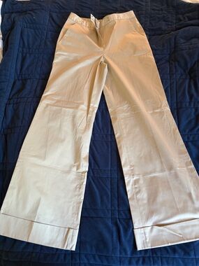 Massimo Dutti Khaki Wide Leg Pants with Cuff Tall